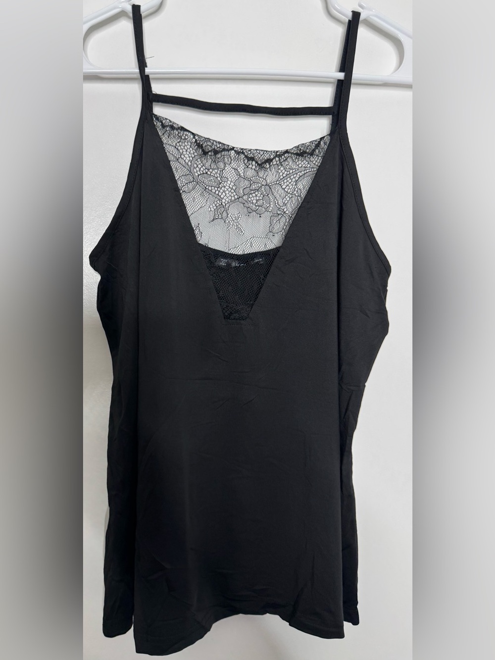 SHEIN Black Lace V-Inset Camisole blouse size medium stretch